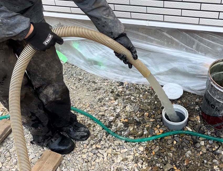 井戸完成後ポンプ揚水状況