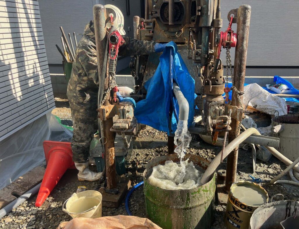 井戸エアリフト揚水状況